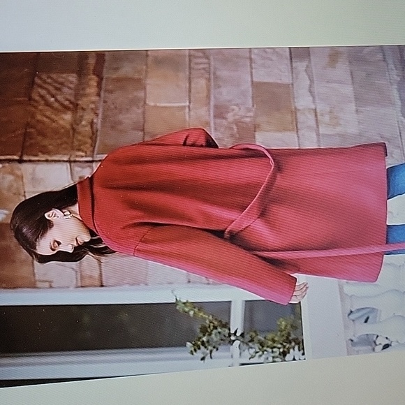 Grace Karin red double breast pea coat long winter oversize trench coat L New… - Picture 3 of 14